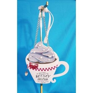 Betsey Johnson Brewed Awakening Coffee Cup Novelty Crossbody Bag